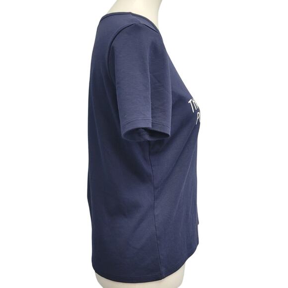 Hand Printed Upcycled Womens Medium Stay; The World Is Better w You Tee Shirt - Picture 3 of 5